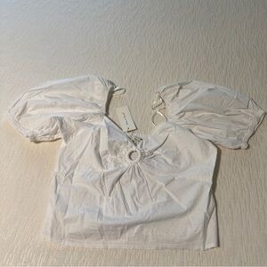 SIM & SAM White Puff Sleeve Blouse
